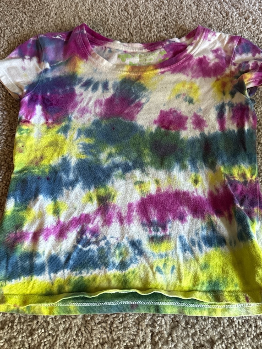 Tie-Dye Short Sleeve Baby Tee - Pink, Yellow & Blue